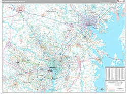 Baltimore-Washington Metro Area Wall Map Premium Style 2026